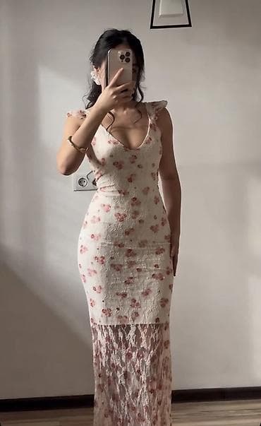 Повседневное платье, Лето, Длинная модель, M, L