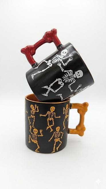 bubble tea: Керамические кружки с тематикой Хэллоуина. - Материал: керамика с — 1