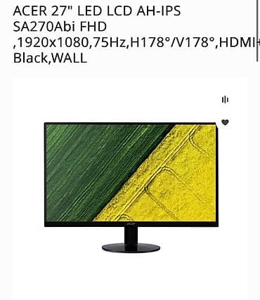 Мониторы: Монитор, Acer, Б/у, LED, 27" - 28" — 1