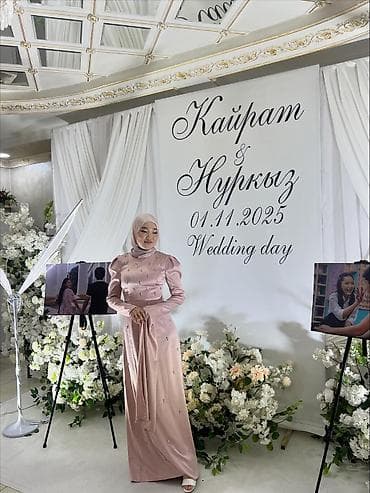 Кофты, свитеры: Вечернее платье, Длинная модель, Атлас, С рукавами, Камни, S, M — 2