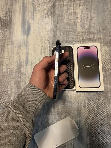 телифон айфон: IPhone 14 Pro, Б/у, 128 ГБ, Deep Purple, Чехол, Коробка, 86 % — 3