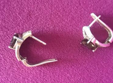 Жеке буюмдар: Небольшие серьги, серебро с топазом и фианитами, одевала один раз — 5