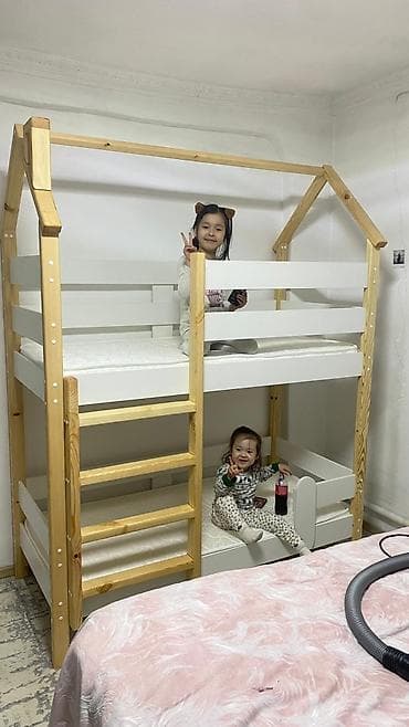 двухъярусные кровати из дерева: Двухъярусная детская кровать, Натуральное дерево, цвет - Белый — 2