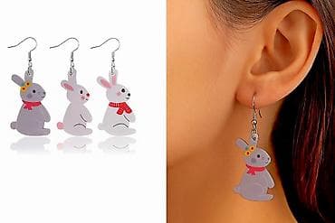 Серьги сөйкөлөр лёгкие и креативные аксессуары. 🐰 серые зайчики с