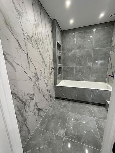 Укладка плитки: Подготовка стен для укладки, Укладка плитки на стену, Гидроизоляционные работы | Стеклянная плитка, Керамическая плитка, Керамогранитая плитка | Вертикальная укладка, Диагональная укладка, Раскладка в разбежку Больше 6 лет опыта — 5