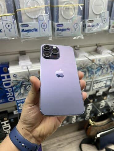 IPhone 14 Pro Max, Б/у, 1 ТБ, Deep Purple, Зарядное устройство, Защитное стекло, Чехол, 82 %