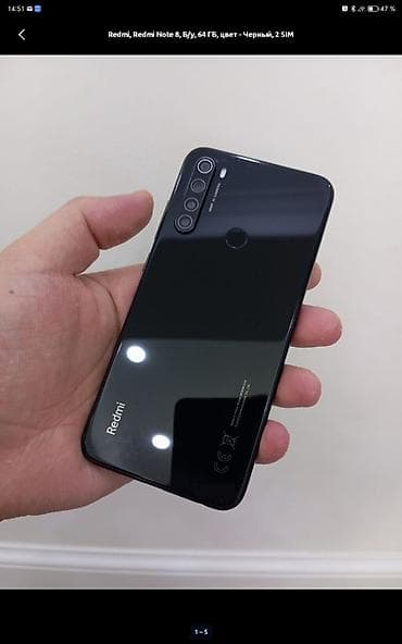 redmi 11 т: Redmi, Redmi Note 8, Колдонулган, 64 ГБ, түсү - Кара, 2 SIM — 3