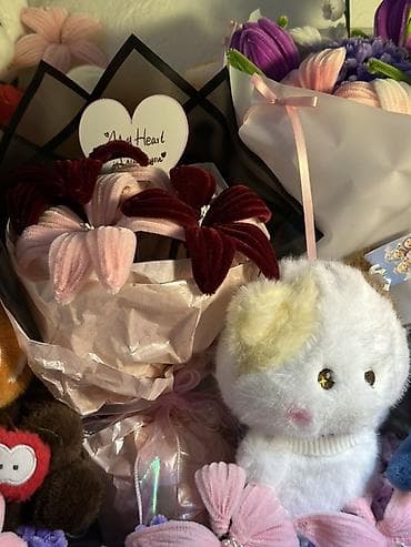 bubble tea: Букет + плюшевая игрушка Пушистые букеты своими руками ! Букет M + — 4