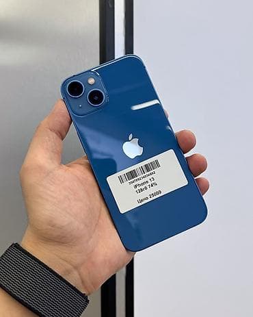 Уюлдук телефондор жана аксессуарлар: IPhone 13, Колдонулган, 128 ГБ, Көк, Коргоочу айнек, Каптама, Куту, Бөлүп төлөө менен, 74 % — 3