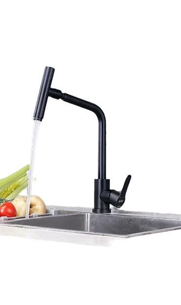 крана: Черный кухонный смеситель с поворотным изливом - Современный — 1