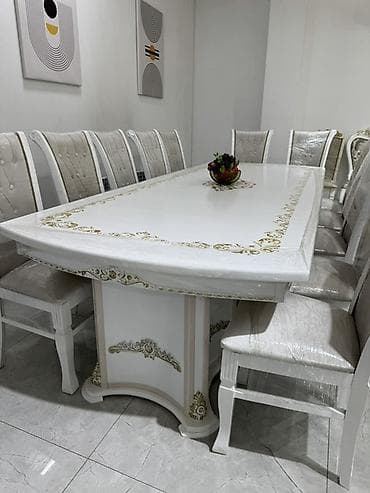 dinner table: Стол и стул для зала, цвет - Белый — 5