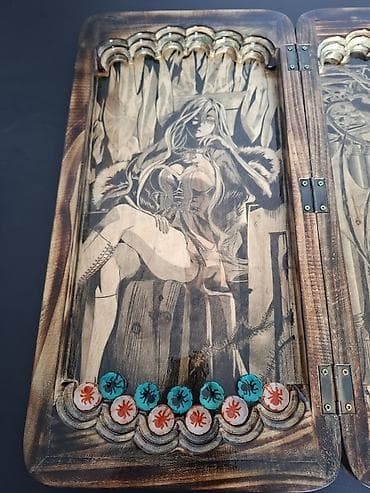 персоны: Резные деревянные нарды с художественной пирографией (аниме/фэнтези) — 2