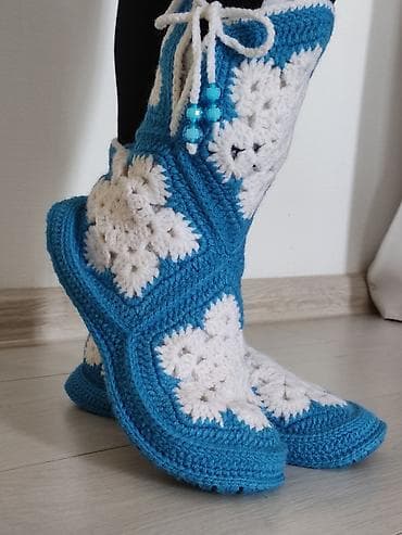 голубые: Домашние тапочки, 38.5, Новый, цвет - Голубой, Самовывоз — 7