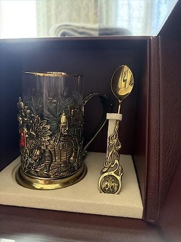 чайники бу: Подарочный набор для чая в футляре. Бронза Состав: - Подстаканник с — 3