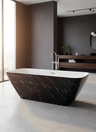 размер гибкого мрамора: Ванна, Прямоугольная, Материал: Акрил, Размер: 170 x 75 см, Бесплатная установка — 1