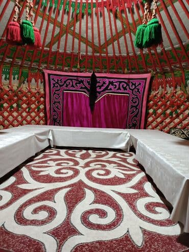 велик на титановых дисках: Аренда юрты, Каркас Деревянный, 65 баш, С полом, Самовар, Посуда — 11
