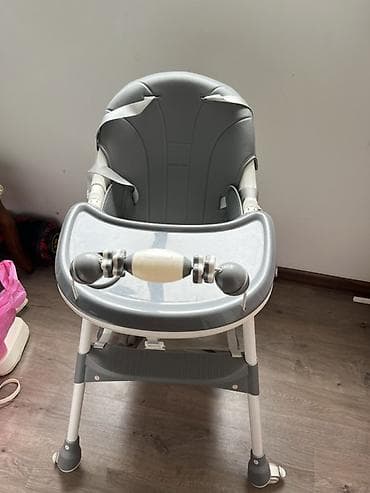 Мебель: Детский стульчик для кормления, серо-белый. - Удобное анатомическое — 2