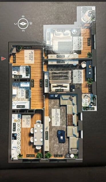 радуга продажа квартир: 3 комнаты, 97 м², Элитка, 7 этаж, ПСО (под самоотделку) — 3