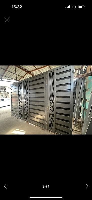 Металлические уличные ворота с калиткой - Материал: сталь, каркас из — 6