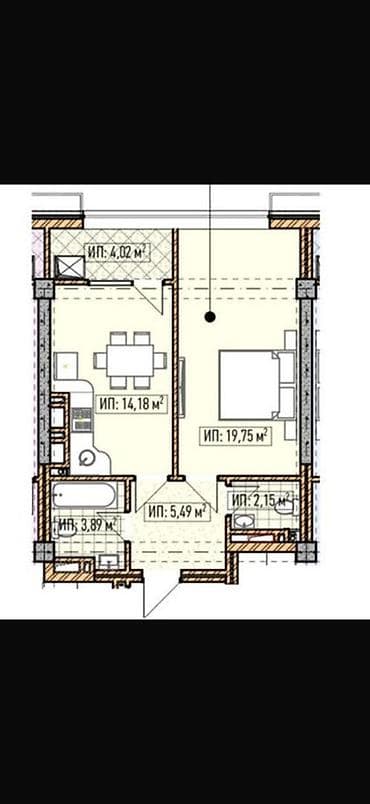 кввртиры: 1 комната, 49 м², Элитка, 14 этаж, Готовая ПСО (под самоотделку) — 1