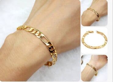 самые шикарные свадебные платья: Браслет Ц стильный, мужской из прочной цепи в благородном золотистом — 2