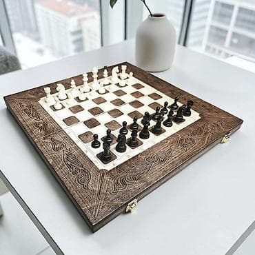 кожанные шорты: Набор 3-в-1: шахматы +шашки+ нарды в складной деревянной шкатулке — 6