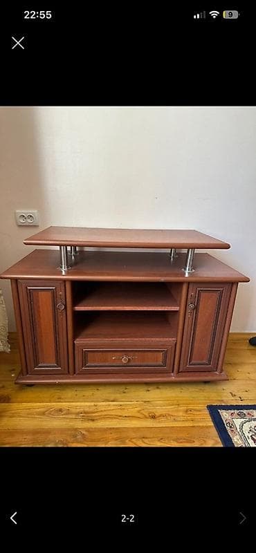 Тумбалар: Телевизордун шкаф жана стенди, Колдонулган, Полго орнотулма, ЛДСП, Өзү алып кетүү, түсү - Күрөң — 1