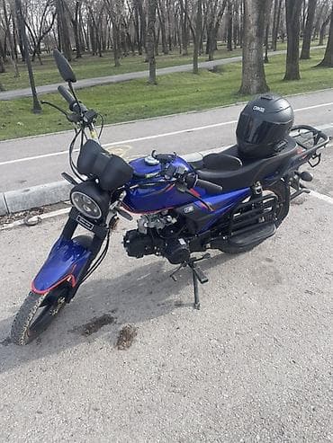 кытай мото: Мопед/легкий мотоцикл дорожного типа, синий цвет с красно-черными — 2