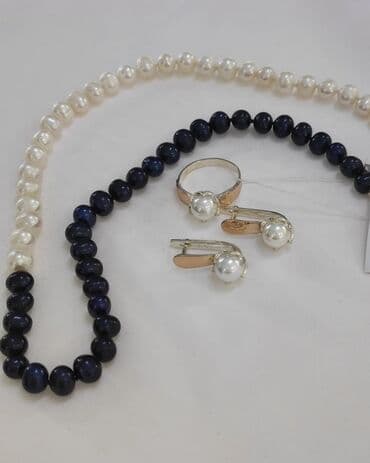 свадебные наборы ручной: Новая коллекция Серебряный Комплект+ Бусы Чёрный Жемчуг Серебро — 5
