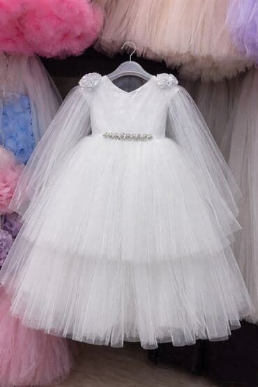 прокат карнавальных костюмов ош: Детское платье, цвет - Белый — 1