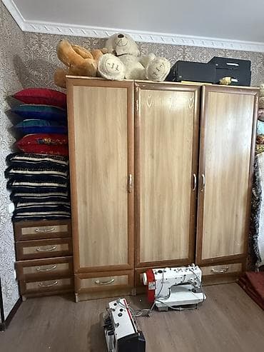 купить сундук: Трёхсекционный шкаф для одежды из ЛДСП с контрастной рамкой под — 1