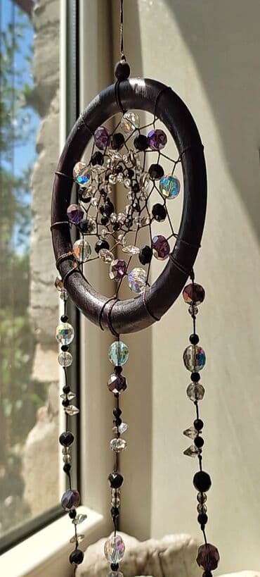 подставка для ювелирных украшений: Ловец Солнца ручной работы. - Основа: круглый обруч с темным — 1