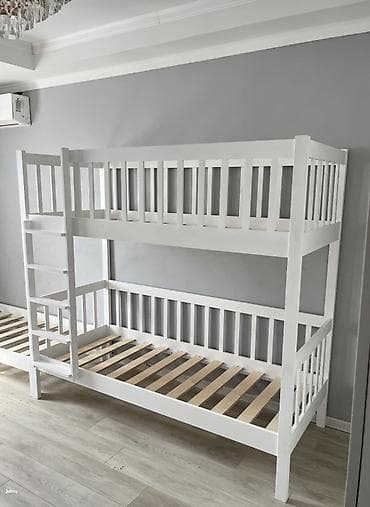 Балдар үчүн эки ярустуу, Табигый жыгач, түсү - Ак