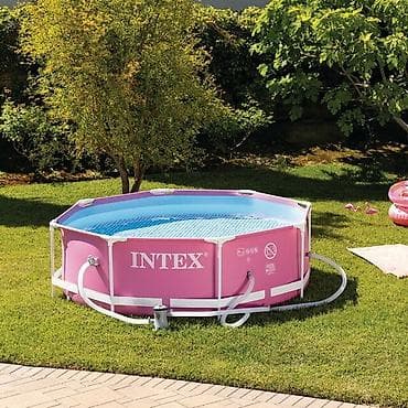 эмо: 244/76см. Каркасный бассейн Pink Metal Frame, Intex 28290. Размер — 9