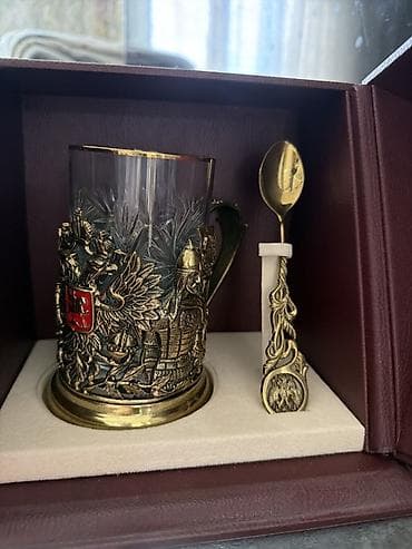 чайники бу: Подарочный набор для чая в футляре. Бронза Состав: - Подстаканник с — 2