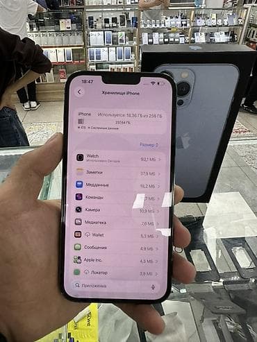 iphone 256: IPhone 13 Pro Max, Б/у, 256 ГБ, Sierra Blue, Коробка, 80 % — 4