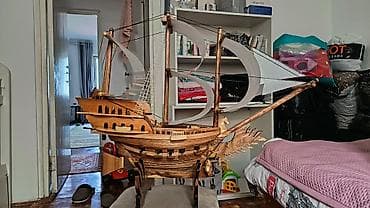 пионерский барабан: Декоративный макет парусного корабля из дерева - Большой авторский — 1