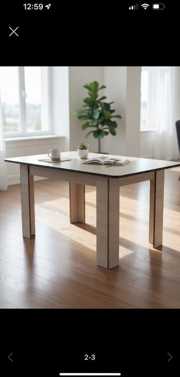 Кухонный стол и стул, Платная доставка, цвет - Бежевый