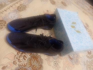 мир обувь: Футбольные бутсы - Цвет: чёрный с синими акцентами - Верх — 1