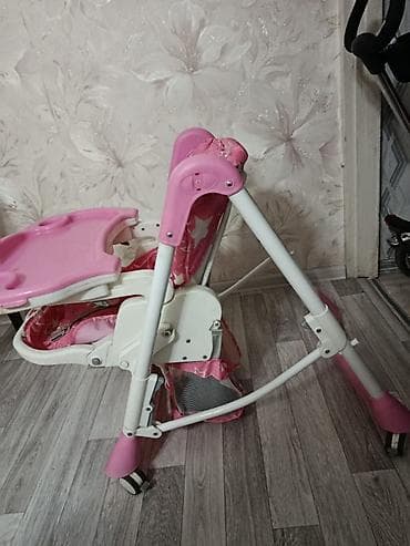 детей столик для: Стульчик для кормления, Другой бренд, Пластик, Трансформер, цвет - Розовый — 2