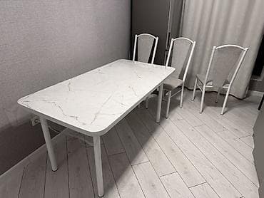 foldable table: Кухонный стол и стул, цвет - Белый — 3