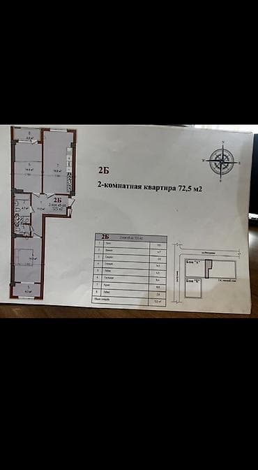 room: 2 комнаты, 72 м², Элитка, 3 этаж, ПСО (под самоотделку) — 1