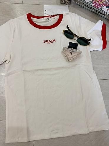 Мужская футболка, Стандарт, Prada, Новый, цвет - Белый, Самовывоз, Платная доставка