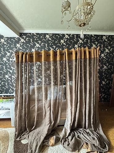 пардоо: Комплект штор, С карнизом в комплекте, Готовое изделие, Б/у, Для спальни — 2