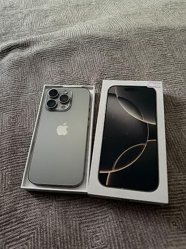 бушные телефон: IPhone 16 Pro, Б/у, 512 ГБ, Natural Titanium, Кабель, Коробка, 100 % — 1