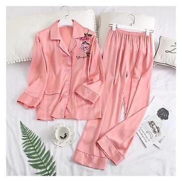 s: Акция на женские шелковые пижамки на пуговицах. Рубашка и штанишки — 3