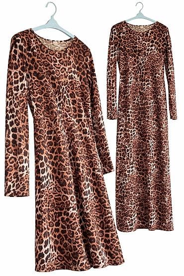 платье елочка: Платье с леопардовым принтом - Длина: макси - Рукав: длинный - Вырез — 1