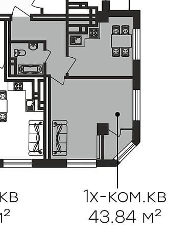 1 комната, 44 м², Элитка, 4 этаж, Готовая ПСО (под самоотделку) — 2