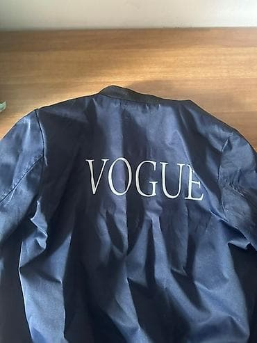 Дубленки: Бомбер VOGUE, темно-синий - Прямой крой, застежка-молния спереди - На — 2