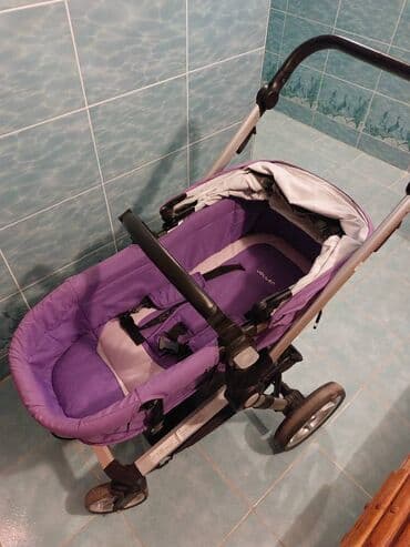 коляска prego: Коляска, цвет - Фиолетовый, Б/у — 1